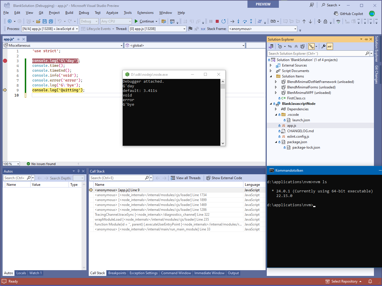 NodeJS project in Visual Studio